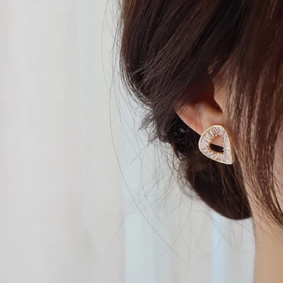 Gold plated earrings twisted earrings round earrings - Picture 3 of 4